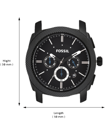 Fossil Machine Chronograph Black Dial Black Silicone Strap Watch for Men - FS4487