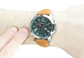 Fossil Grant Chronograph Green Dial Brown Leather Strap Watch for Men - FS4918