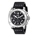 Fossil Modern Machine Chronograph Black Dial Black Leather Strap Watch for Men - FS4928