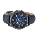 Fossil Grant Chronograph Black Dial Blue Leather Strap Watch for Men - FS5061