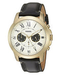 Fossil Grant Chronograph White Dial Black Leather Strap Watch for Men - FS5272