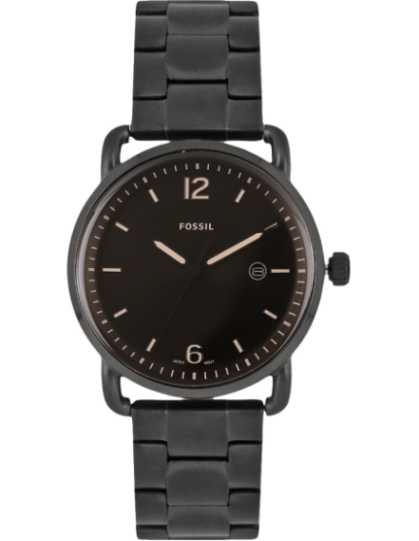 Fossil The Commuter Brown Dial Black Steel Strap Watch for Men - FS5277