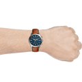 Fossil Townsman Chronograph Blue Dial Brown Leather Strap Watch for Men - FS5279