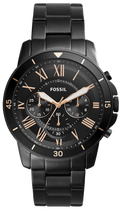 Fossil Grant Sport Chronograph Black Dial Black Steel Strap Watch for Men - FS5374