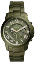 Fossil Grant Chronograph Olive Green Dial Green Steel Strap Watch for Men - FS5375