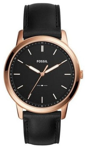 Fossil The Minimalist Black Dial Black Leather Strap Watch for Men - FS5376