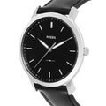 Fossil The Minimalist Three Hand Black Dial Black Leather Strap Watch for Men - FS5398