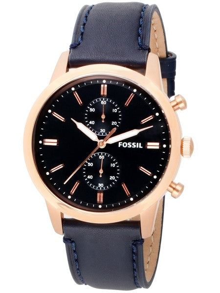 Fossil Townsman Chronograph Blue Dial Blue Leather Strap Watch for Men - FS5436