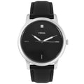 Fossil The Minimalist Carbon Series Black Dial Black Leather Strap Watch for Men - FS5497