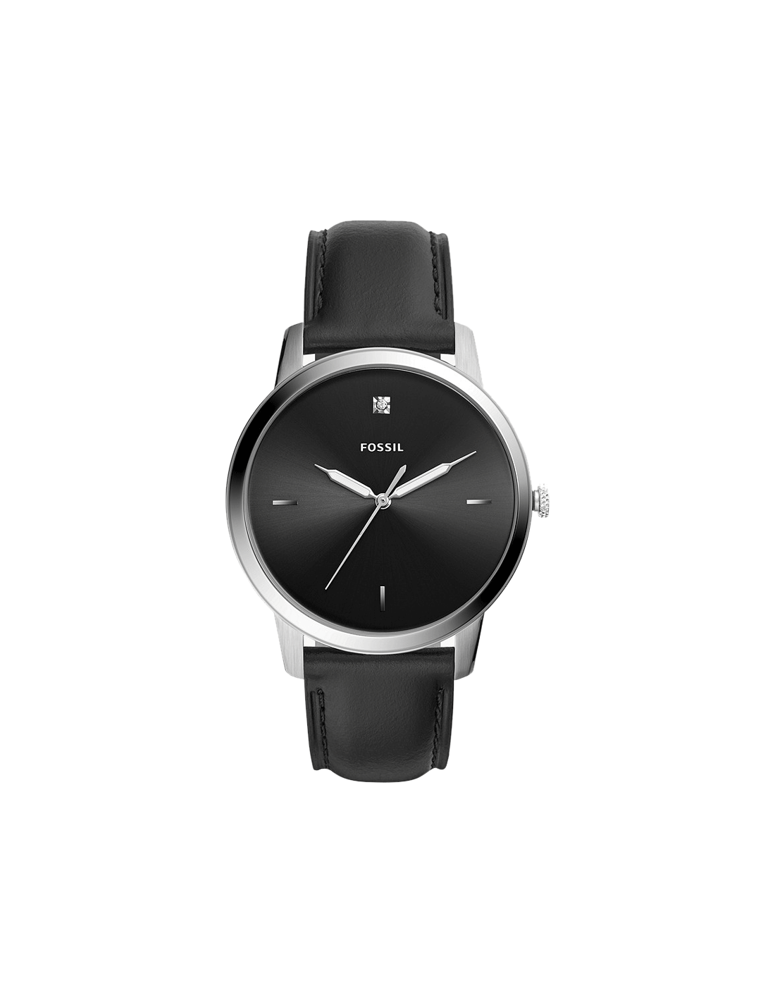 Fossil The Minimalist Carbon Series Black Dial Black Leather Strap Watch for Men - FS5497