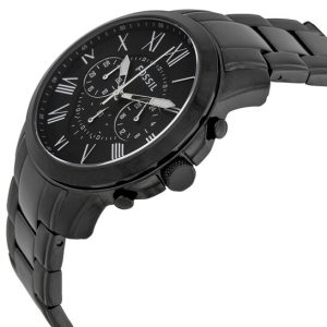 Fossil Grant Chronograph Black Dial Black Steel Strap Watch for Men - FS4832