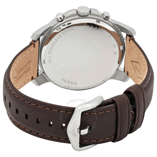 Fossil Grant Chronograph Beige Dial Brown Leather Strap Watch for Men - FS4735