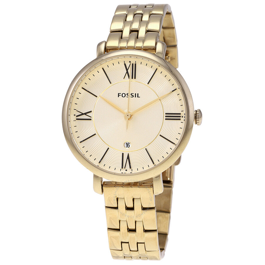 Fossil Jacqueline White Dial Gold Steel Strap Watch for Women - ES3434