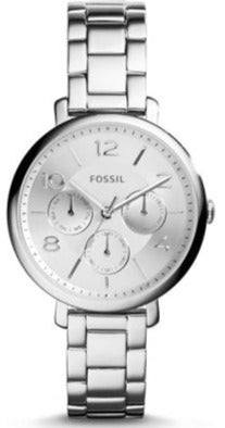 Fossil Jacqueline Silver Dial Silver Steel Strap Watch for Women - ES3664