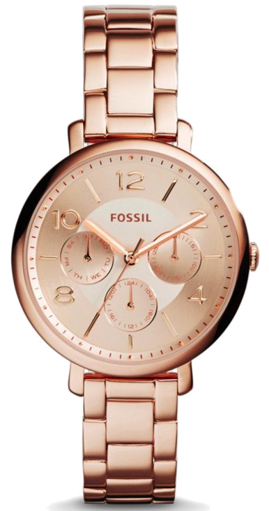 Fossil Jacqueline Day Date Rose Gold Dial Rose Gold Steel Strap Watch for Women - ES3665