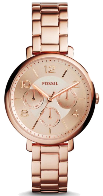 Fossil Jacqueline Day Date Rose Gold Dial Rose Gold Steel Strap Watch for Women - ES3665