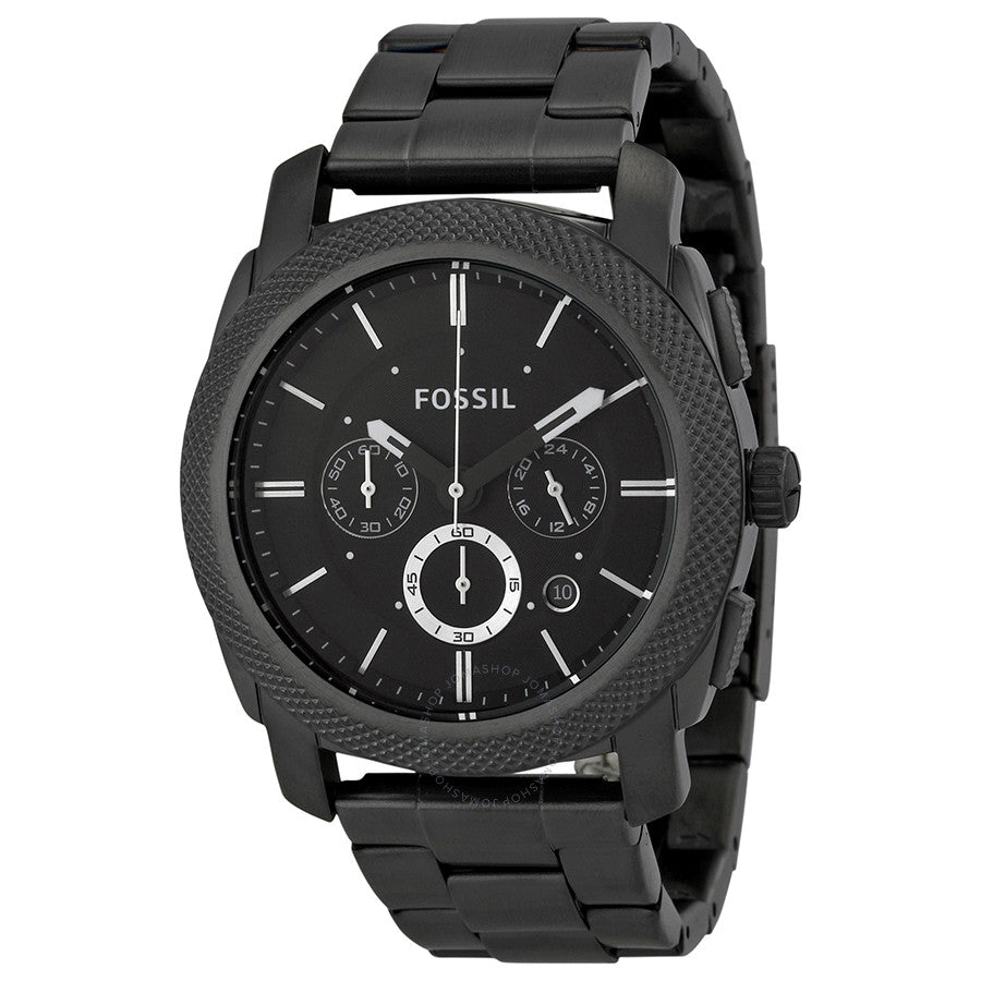 Fossil Machine Chronograph Black Dial Black Steel Strap Watch for Men - FS4662