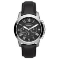 Fossil Grant Chronograph Black Dial Black Leather Strap Watch for Men - FS4812