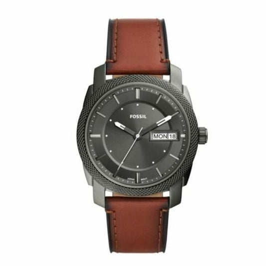 Fossil Machine Chronograph Black Dial Brown Leather Strap Watch for Men - FS5234