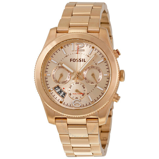 Fossil Boyfriend Multifunction Rose Gold Dial Rose Gold Steel Strap Watch for Women - ES3885