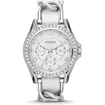 Fossil Riley Silver Dial Silver Steel Strap Watch for Women - ES3463