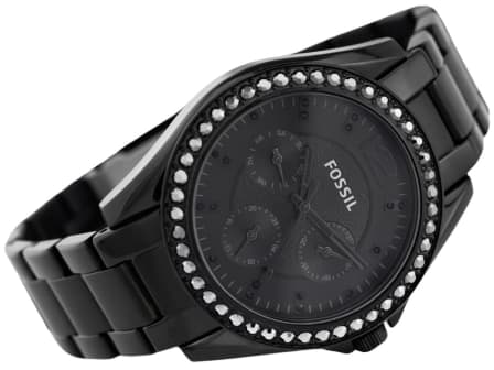 Fossil Riley Multifunction Black Dial Black Steel Strap Watch for Women - ES4519