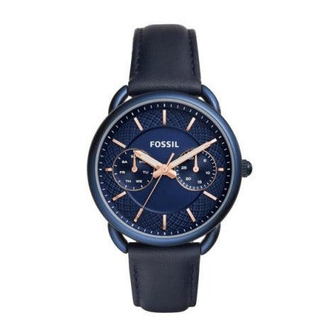 Fossil Tailor Blue Dial Blue Leather Strap Watch for Women - ES4092