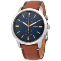 Fossil Townsman Chronograph Blue Dial Brown Leather Strap Watch for Men - FS5279