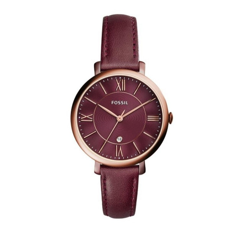 Fossil Jacqueline Purple Dial Purple Leather Strap Watch for Women  - ES4099