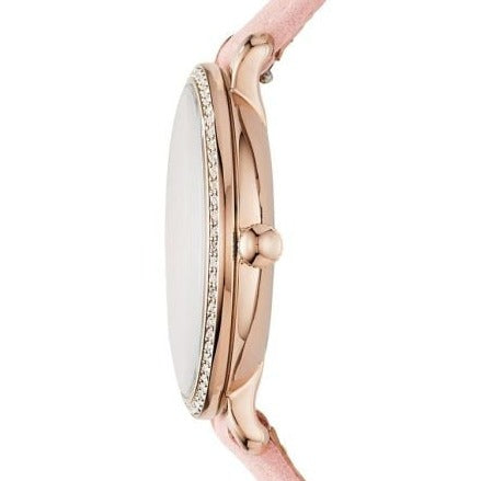 Fossil Jacqueline White Dial Pink Leather Strap Watch for Women - ES4303