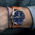 Fossil The Commuter Chronograph Blue Dial Brown Leather Strap Watch for Men - FS5401