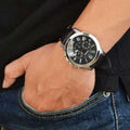 Fossil Grant Chronograph Black Dial Black Leather Strap Watch for Men - FS4812