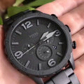 Fossil Nate Chronograph Black Dial Black Steel Strap Watch for Men - JR1401