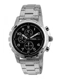 Fossil Dean Chronograph Black Dial Silver Steel Strap Watch for Men - FS4542