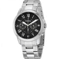 Fossil Grant Chronograph Black Dial Silver Steel Strap Watch for Men - FS4736