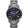 Fossil Grant Chronograph Blue Dial Grey Steel Strap Watch for Men - FS4831