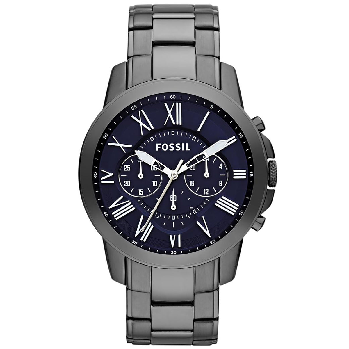 Fossil Grant Chronograph Blue Dial Grey Steel Strap Watch for Men - FS4831