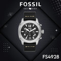 Fossil Modern Machine Chronograph Black Dial Black Leather Strap Watch for Men - FS4928