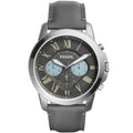 Fossil Grant Chronograph Gunmetal Dial Grey Leather Strap Watch for Men - FS5183