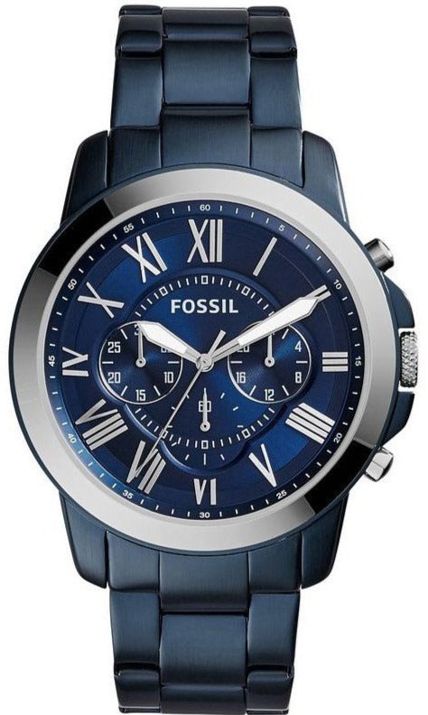 Fossil Grant Chronograph Blue Dial Blue Steel Strap Watch for Men - FS5230