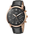 Fossil Neutra Chronograph Black Dial Black Leather Strap Watch for Men - FS5381