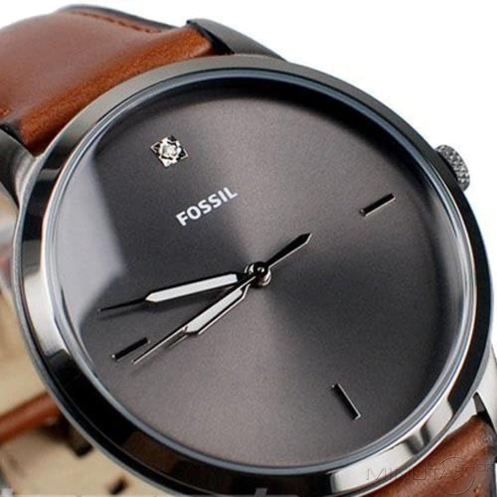 Fossil The Minimalist 3H Grey Dial Brown Leather Strap Watch for Men - FS5479