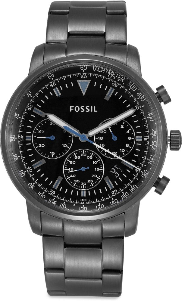 Fossil Goodwin Chronograph Analog Black Dial Black Steel Strap Watch for Men - FS5518