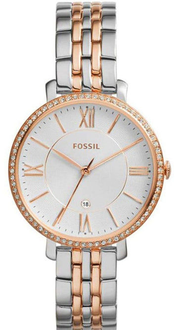 Fossil Jacqueline White Dial Two Tone Steel Strap Watch for Women - ES3634