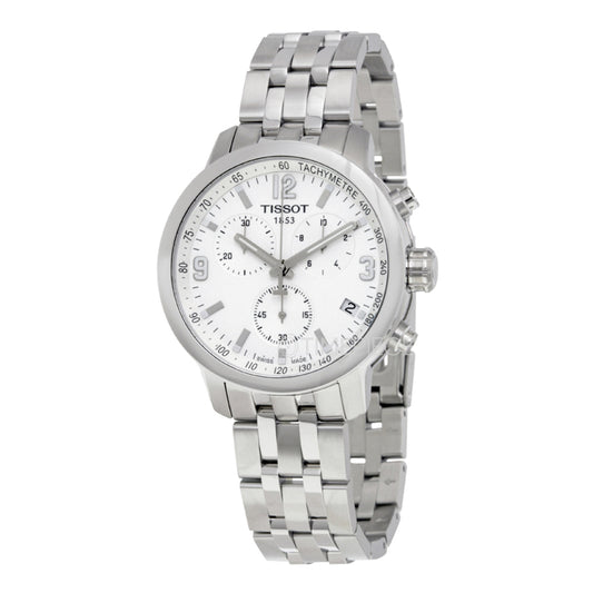 Tissot PRC 200 Chronograph Quartz White Dial Watch For Men - T055.417.11.017.00