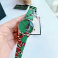 Gucci G Timeless Le Marche Des Merveilles Kingsnake Green Dial Green Leather Strap Unisex Watch - YA1264081