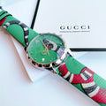 Gucci G Timeless Le Marche Des Merveilles Kingsnake Green Dial Green Leather Strap Unisex Watch - YA1264081