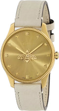 Gucci G Timeless Quartz Gold Dial Beige Leather Strap Watch For Women - YA1264180