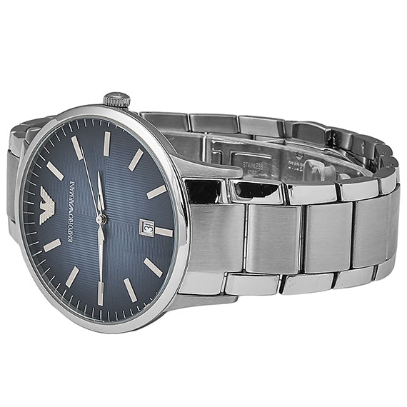 Emporio Armani Renato Blue Dial Silver Steel Strap Watch For Men - AR2472