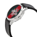 Gucci G Timeless Quartz Green & Red Dial Black Leather Strap Watch For Men - YA1264149